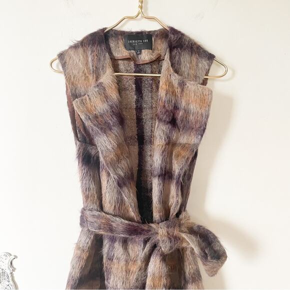 Lafayette 148 New York Tai Pavillion Brushed Plaid Alpaca Longline Vest S - Picture 7 of 12